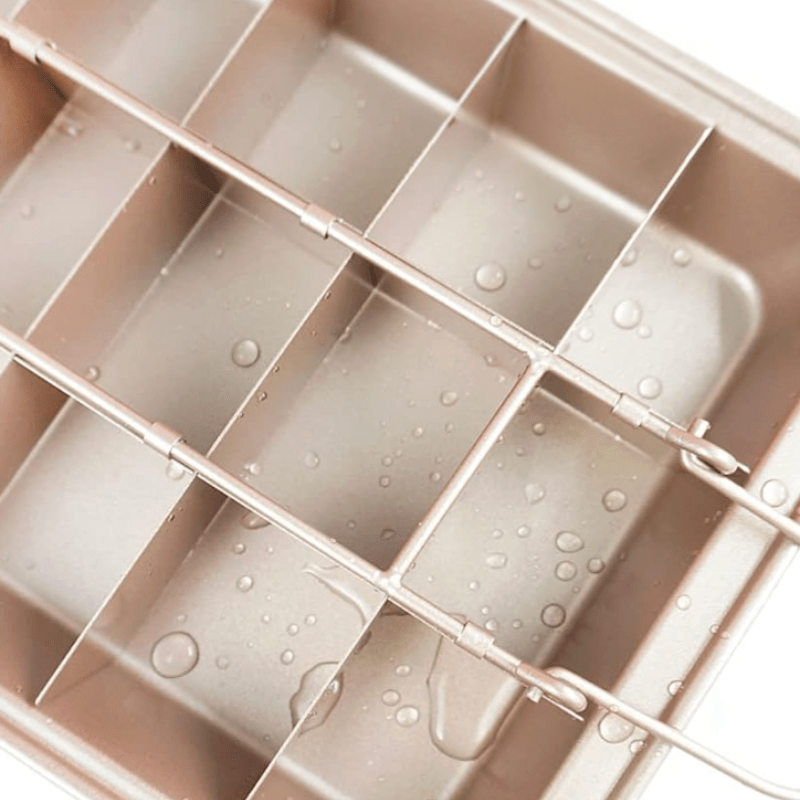 Non - Stick Stainless Steel Lattice Brownie / Square Cake Pan – Divided Ceramic - Look Baking Tray - Kitchen Utensils
