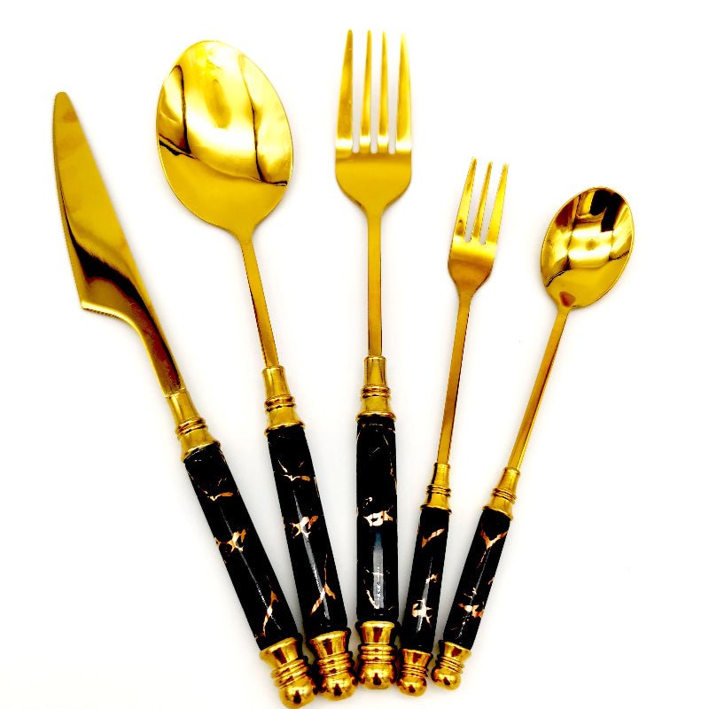 Retro Ceramic Tableware Cutlery Set (20 - Piece) – Fork, Spoon & Knife Vintage Style - Utensil Lab