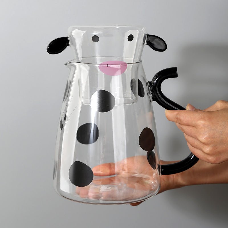 Glass Water Jug – Cute Cold Drink Pitcher with Lid & Glass Cup - Utensil Lab