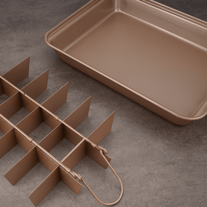 Non - Stick Stainless Steel Lattice Brownie / Square Cake Pan – Divided Ceramic - Look Baking Tray - Utensil Lab