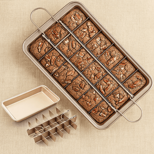 Non - Stick Stainless Steel Lattice Brownie / Square Cake Pan – Divided Ceramic - Look Baking Tray - Utensil Lab