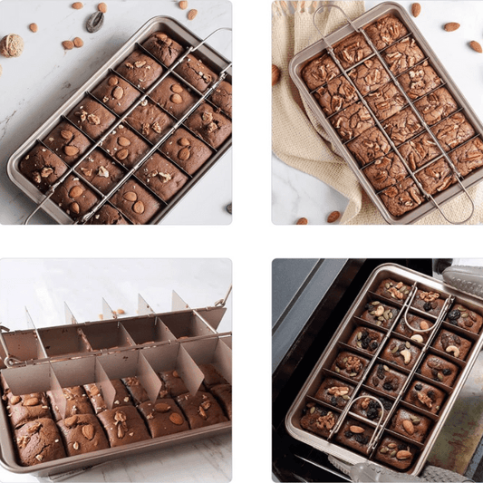 Non - Stick Stainless Steel Lattice Brownie / Square Cake Pan – Divided Ceramic - Look Baking Tray - Utensil Lab