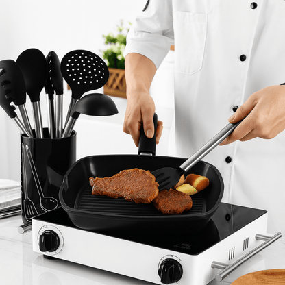 Premium 8 - Piece Silicone Cooking Utensil Set – Non - Stick Safe Kitchen Tools - Utensil Lab