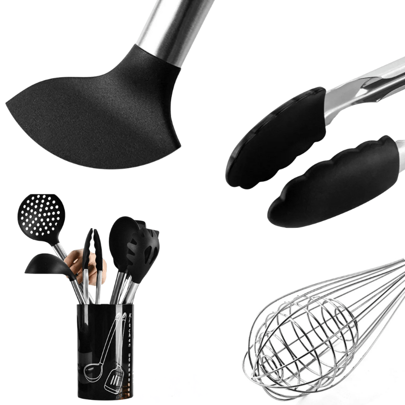 Premium 8 - Piece Silicone Cooking Utensil Set – Non - Stick Safe Kitchen Tools - Utensil Lab