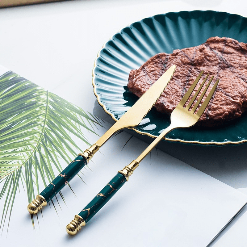 Retro Ceramic Tableware Cutlery Set (20 - Piece) – Fork, Spoon & Knife Vintage Style - Utensil Lab