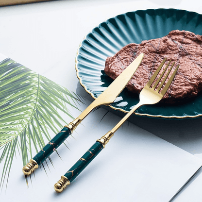 Retro Ceramic Tableware Cutlery Set (20 - Piece) – Fork, Spoon & Knife Vintage Style - Utensil Lab