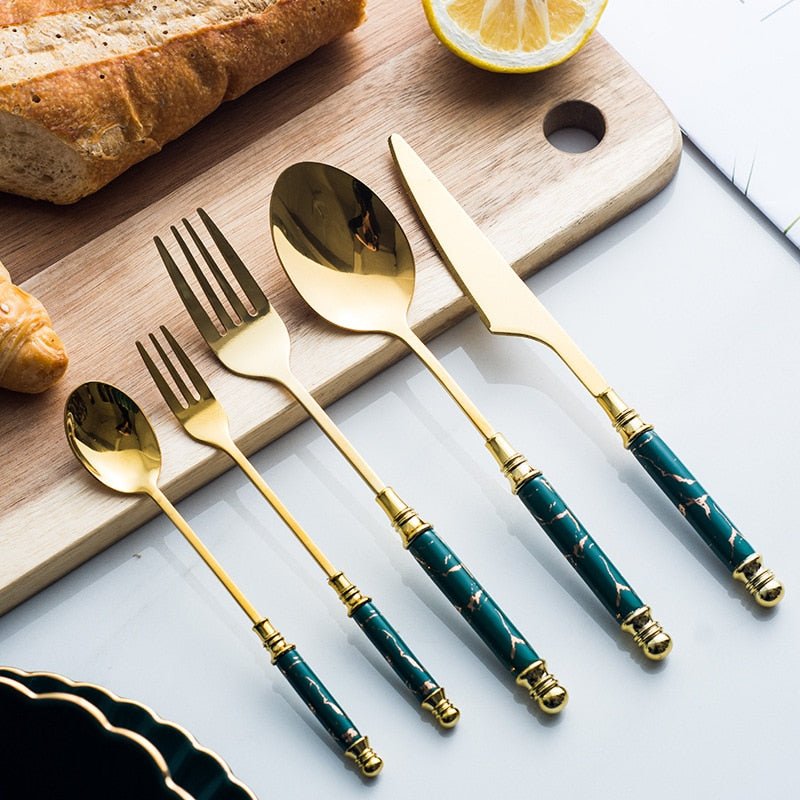 Retro Ceramic Tableware Cutlery Set (20 - Piece) – Fork, Spoon & Knife Vintage Style - Utensil Lab