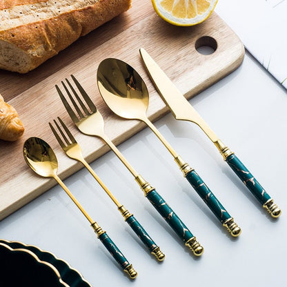 Retro Ceramic Tableware Cutlery Set (20 - Piece) – Fork, Spoon & Knife Vintage Style - Utensil Lab