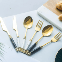 Retro Ceramic Tableware Cutlery Set (20 - Piece) – Fork, Spoon & Knife Vintage Style - Kitchen Utensils