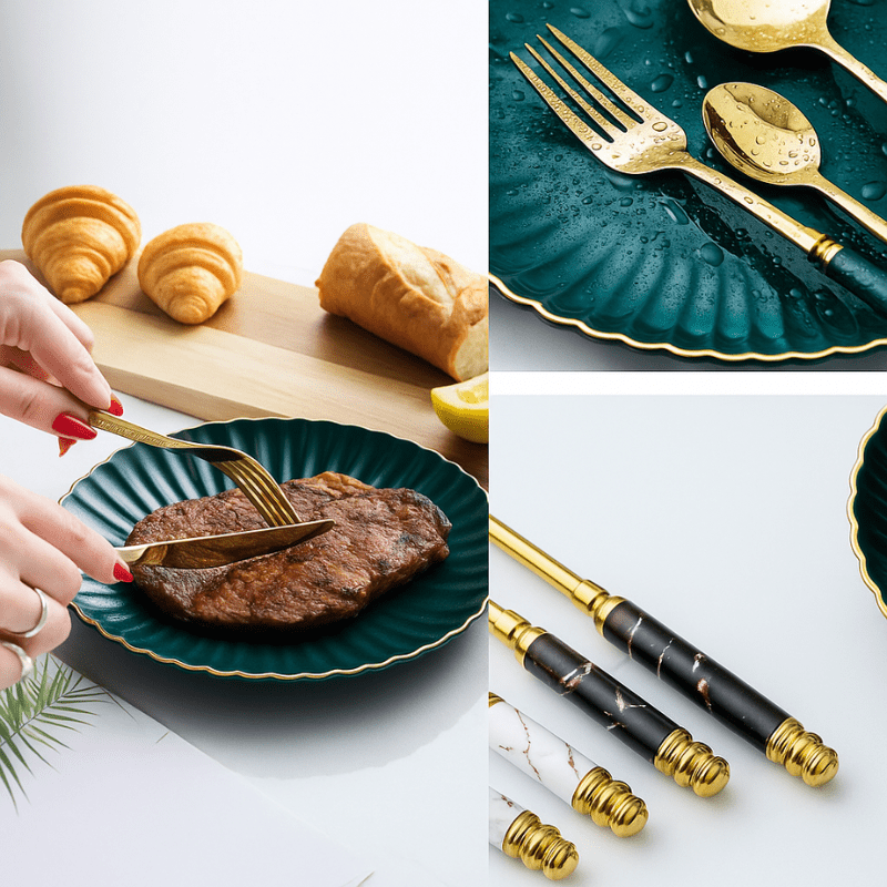 Retro Ceramic Tableware Cutlery Set (20 - Piece) – Fork, Spoon & Knife Vintage Style - Utensil Lab