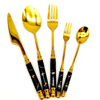Retro Ceramic Tableware Cutlery Set (20 - Piece) – Fork, Spoon & Knife Vintage Style - Utensil Lab