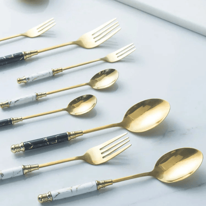 Retro Ceramic Tableware Cutlery Set (20 - Piece) – Fork, Spoon & Knife Vintage Style - Utensil Lab