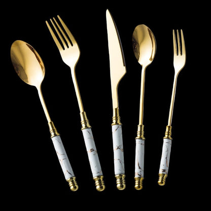Retro Ceramic Tableware Cutlery Set (20 - Piece) – Fork, Spoon & Knife Vintage Style - Utensil Lab