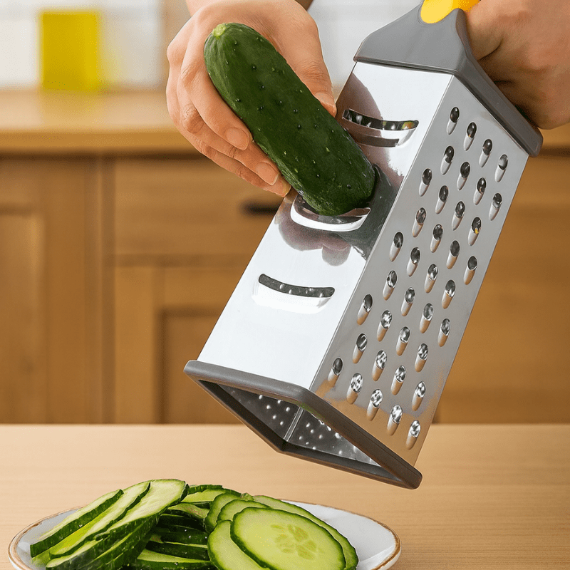 Stainless Steel Grater with Handle – 4 Sided Kitchen Grater - Utensil Lab