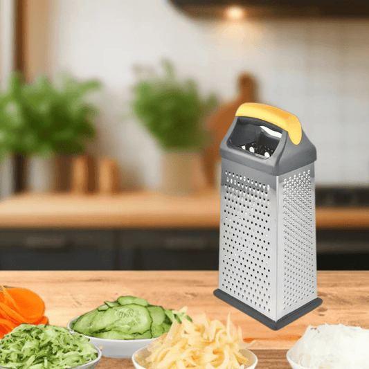 Stainless Steel Grater with Handle – 4 Sided Kitchen Grater - Utensil Lab