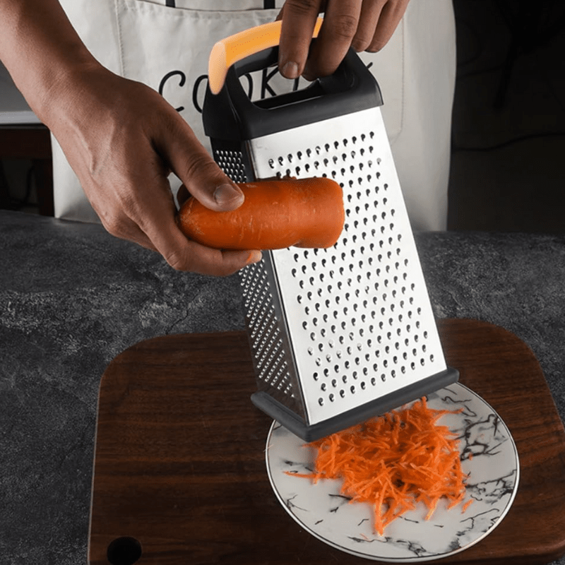 Stainless Steel Grater with Handle – 4 Sided Kitchen Grater - Utensil Lab