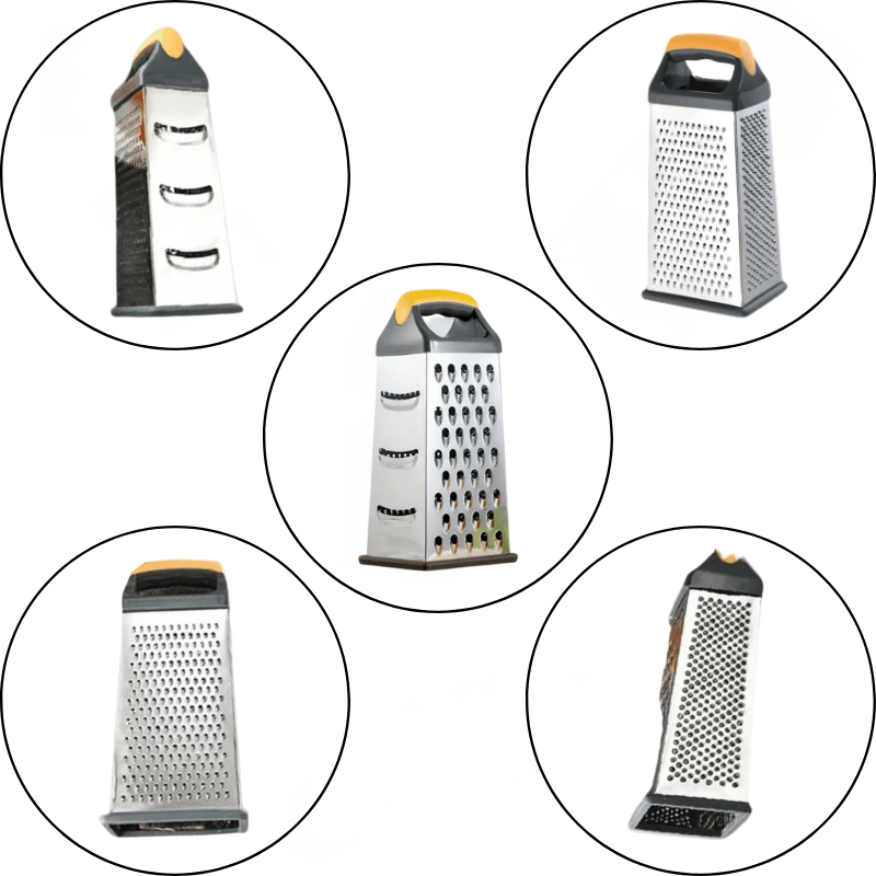 Stainless Steel Grater with Handle – 4 Sided Kitchen Grater - Utensil Lab